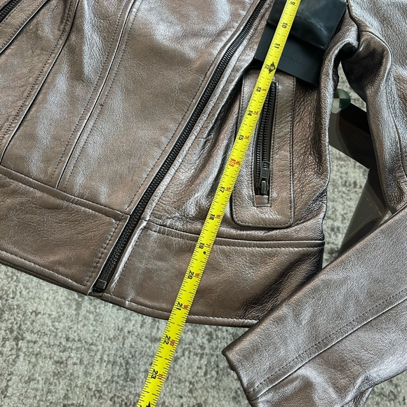 Mackage for Aritzia Women's Jacket Metallic Silver Leather New Moto Biker Sz M - Picture 12 of 17